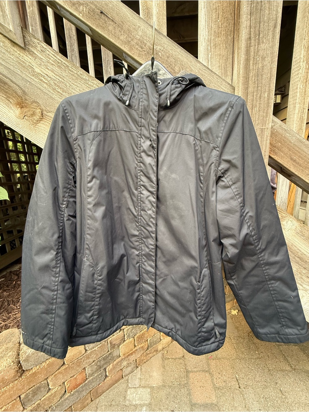 L.L. Bean Black Winter Jacket with Gray Sherpa Lining